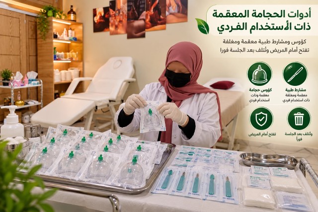 أدوات الحجامة المعقمة ذات الاستخدام الفردي
